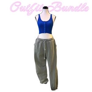 Aerie Blue Button Up Top and Cotton On Pants Outfit Bundle!